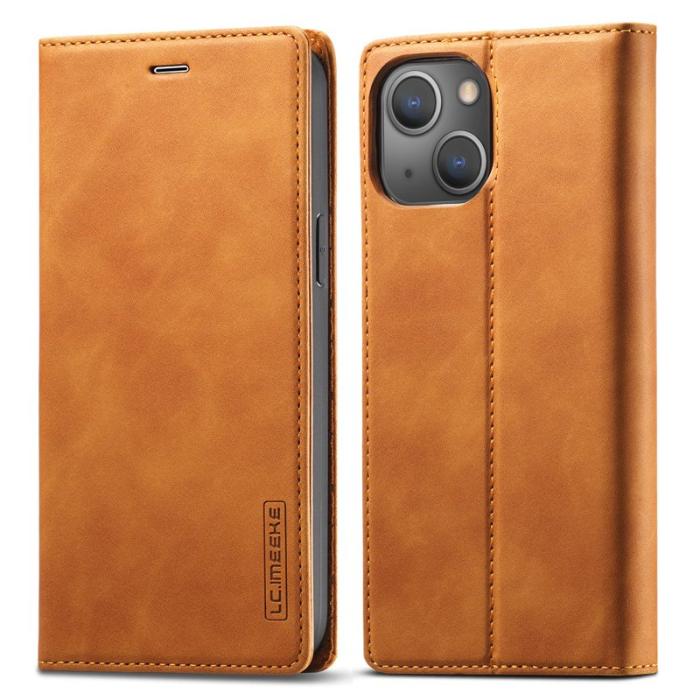LC.imeeke - LC.IMEEKE Plånboksfodral för iPhone 15 Plus - Konstläder - Brun