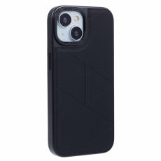 X-Level - X-LEVEL Mobilskal till iPhone 14/13 L&auml;der+PC+TPU Geometrisk M&ouml;nster Svart