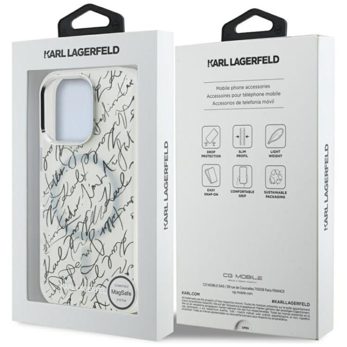 KARL LAGERFELD - Karl Lagerfeld iPhone 16 Pro Mobilskal MagSafe IML Karl Script - Vit