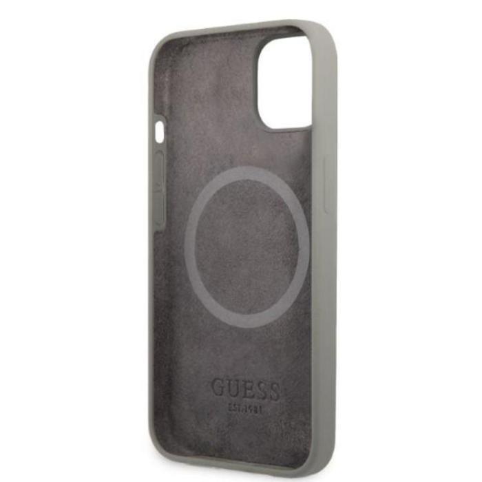 Guess - Guess iPhone 13 Skal MagSafe Silicone Logo Plate - Grå