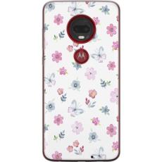 iSecrets - Genomskinligt Skal kompatibel med Motorola Moto G7 Plus med Blommor och fjärilla