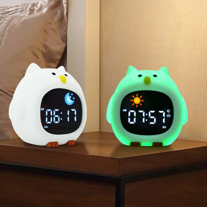 OEM - Väckarklocka med Nattlampa Cartoon Owl Tappkontroll JL-825