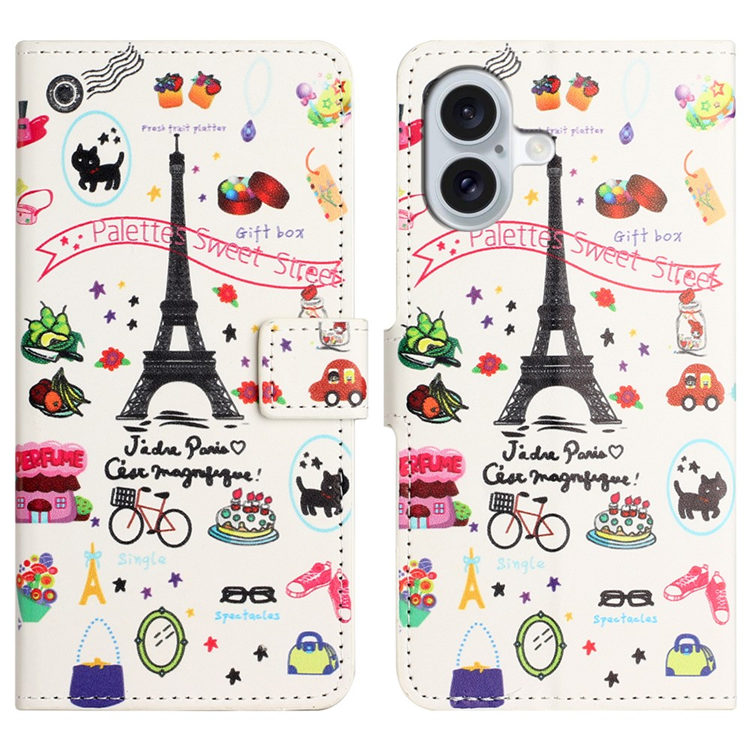 iPhone 17 Konstläder Plånboksfodral Pattern Print - Eiffeltornet | 2353 | AlltMobil