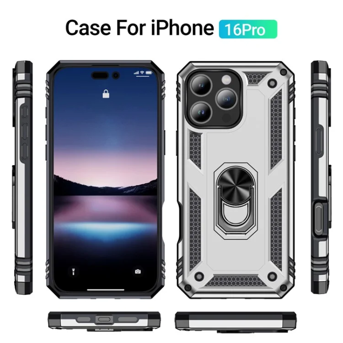 A-One Brand - iPhone 16 Pro Mobilskal med Kickstand - Silver