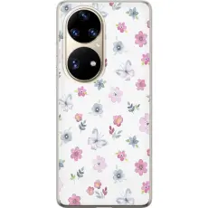 Gustaf - Mobilskal till Huawei P50 Pro med Blommor och fj&auml;rillar
