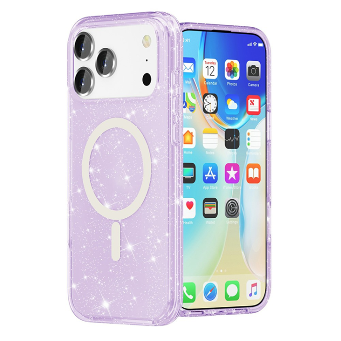 A-One Brand - iPhone 17 Pro Mobilskal MagSafe Puderglitter - Lila