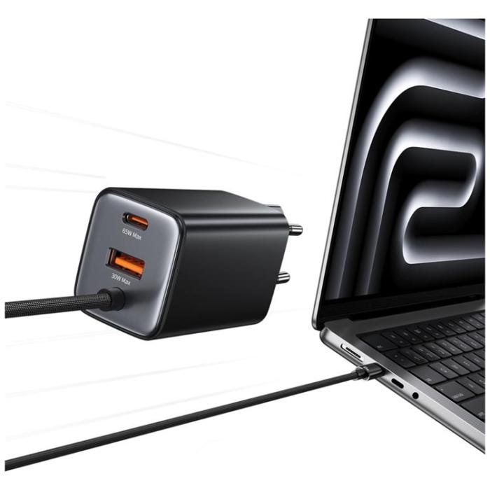 USAMS - USAMS Snabbladdare 65W 2xUSB-C 1xUSB-A GaN JC - Vit