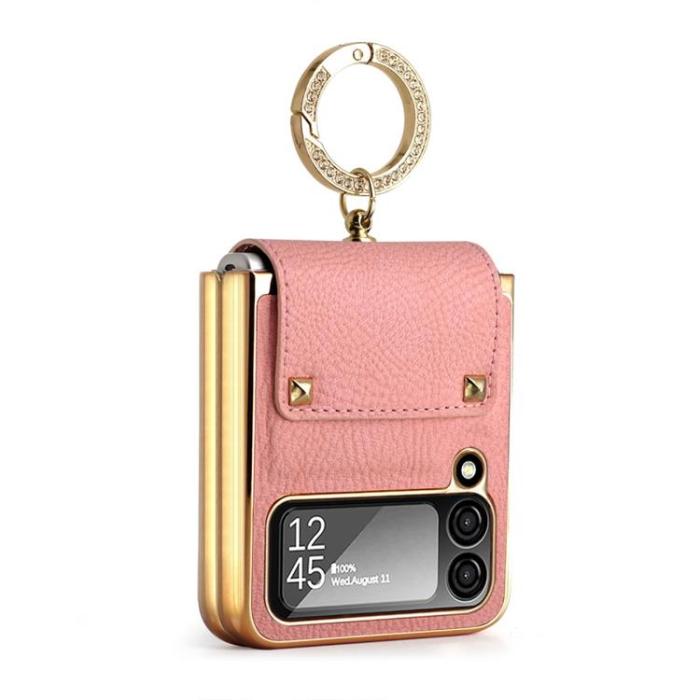 A-One Brand - Galaxy Z Flip 4 Skal Ringhållare Läder - Rosa