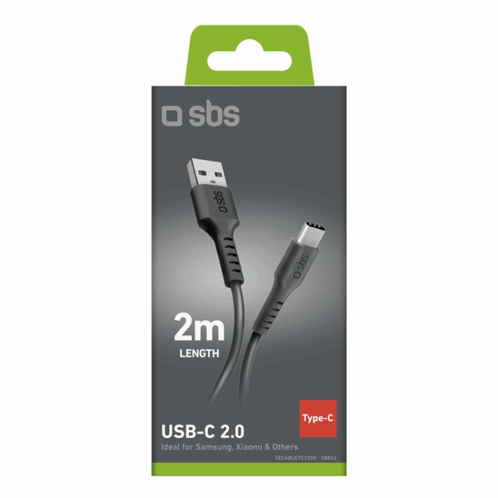 SBS - SBS USB-A - USB-C Kabel 2m - Svart