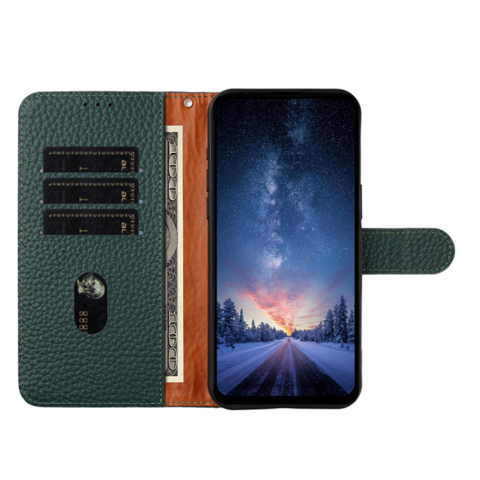 A-One Brand - OnePlus Nord 5 Plånboksfodral Litchi Äkta läder - Grön