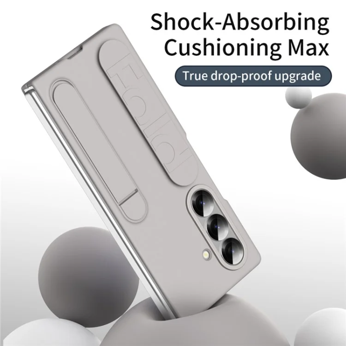 A-One Brand - Galaxy Z Fold7 5G Mobilskal Kickstand Armband PC Silicone - Titangrå