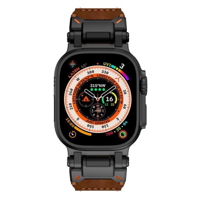 Boom of Sweden - Apple Watch Ultra (49mm) Armband Svart Äkta Läder - Brun