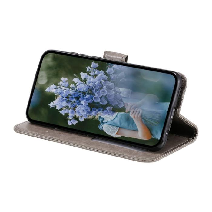 OEM - Samsung Galaxy S26 Plus Plånboksfodral Impräntad Totem Konstläder - Grå