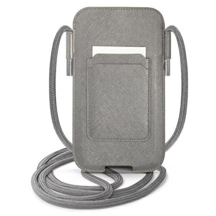 UTGATT1 - Guess Halsbandsfodral PU Saffiano Metal Logo - Grå