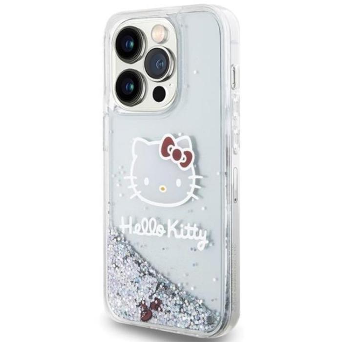 Hello Kitty - Hello Kitty iPhone 14 Pro Max Mobilskal Liquid Glitter Charms Kitty Head