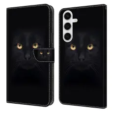 OEM - Samsung Galaxy S26/S26 Pro Pl&aring;nboksfodral Magnetl&aring;s Konstl&auml;der - Svart Katt