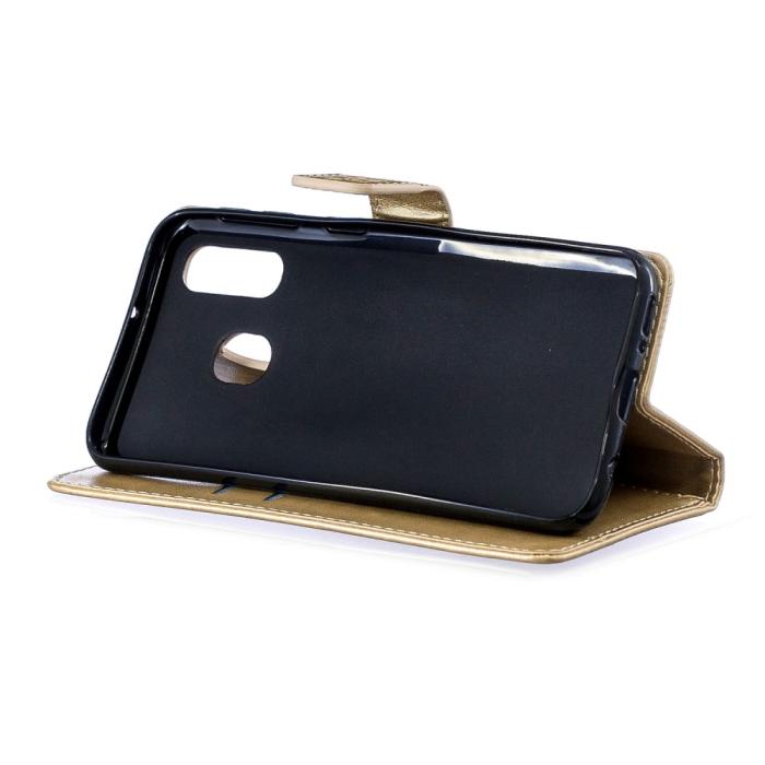 A-One Brand - Flowers Plånboksfodral till Samsung Galaxy A40 - Guld