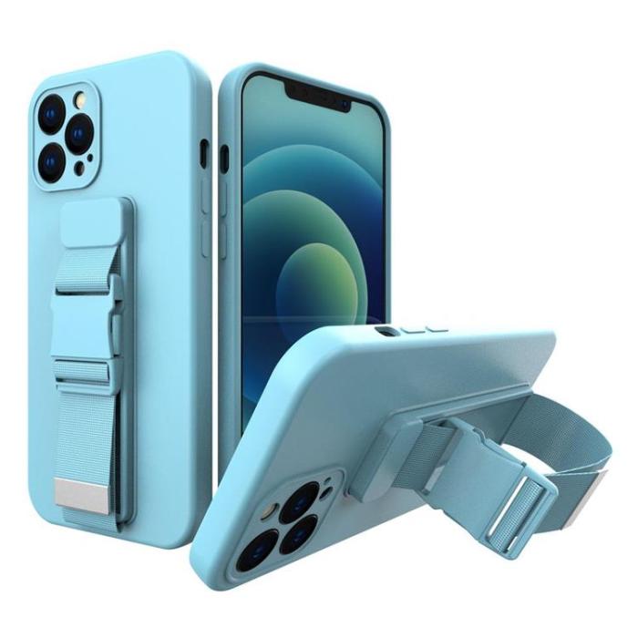 OEM - Rope Gel Airbag Skal Med Lanyard iPhone 12 - Blå