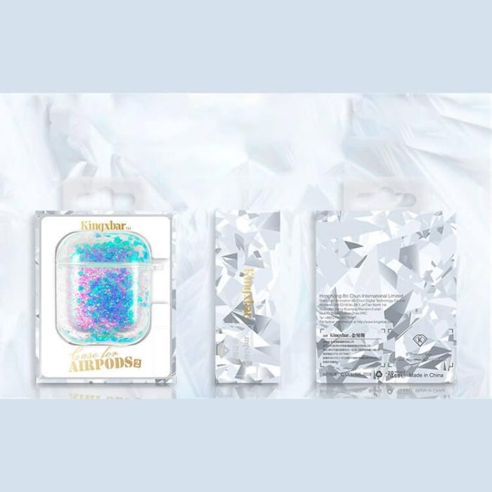 UTGATT5 - Kingxbar Airpods Case Galaxy Shiny Apple airpods 2/1 skal Rosa