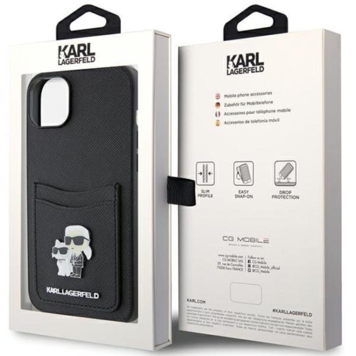 KARL LAGERFELD - Karl Lagerfeld iPhone 15 Mobilskal Korthållare Metal Logo