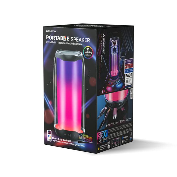 WK Design - WK Design Trådlös Bluetooth 5.0 Högtalare RGB 2000mAh - Svart