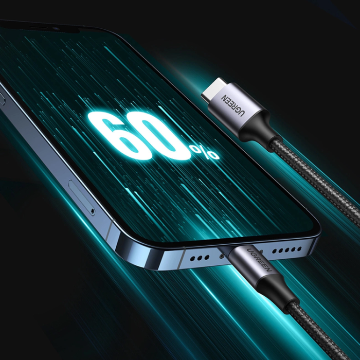 Ugreen - Ugreen Lightning Till USB-C 2.0 1m MFi Kabel - Grå