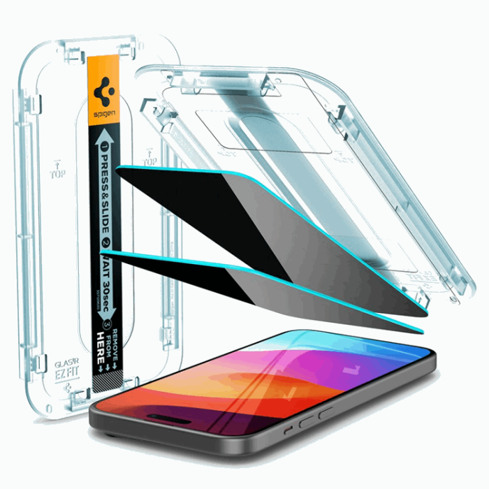 Spigen - [2-Pack] Spigen iPhone 15 Plus/16 Plus Härdat Glas Skärmskydd Privacy