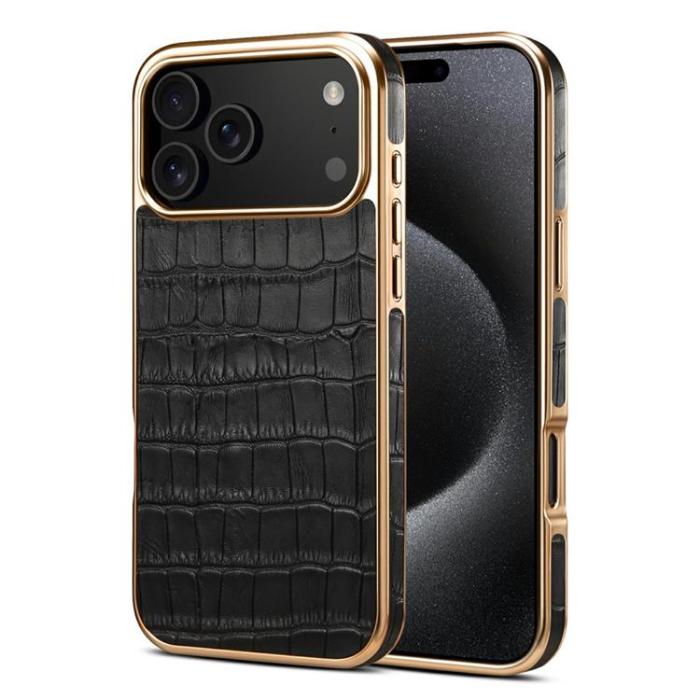 DENIOR - DENIOR iPhone 17 Pro Max Mobilskal Äkta Läder - Svart