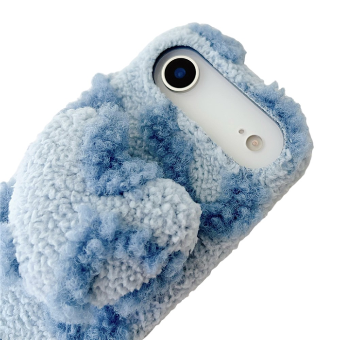 A-One Brand - iPhone Air Mobilskal 3D Heart Plush TPU Winter Warm Soft - Blå