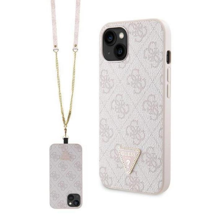 Guess - Guess iPhone 14 Mobilskal Crossbody Metall Logo - Rosa
