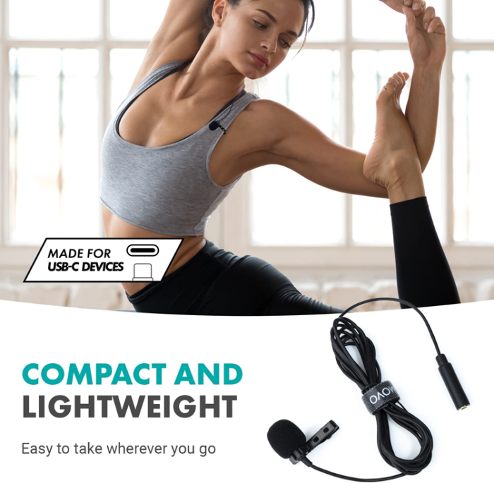 Lavalier - Lavalier Wired Omnidirectional Typ-C Clip On Mikrofoner - Svart