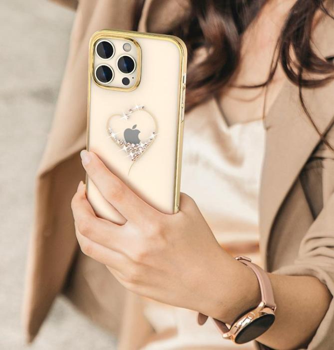 Kingxbar - Kingxbar iPhone 14 Plus Skal Wish - Guld Crystals