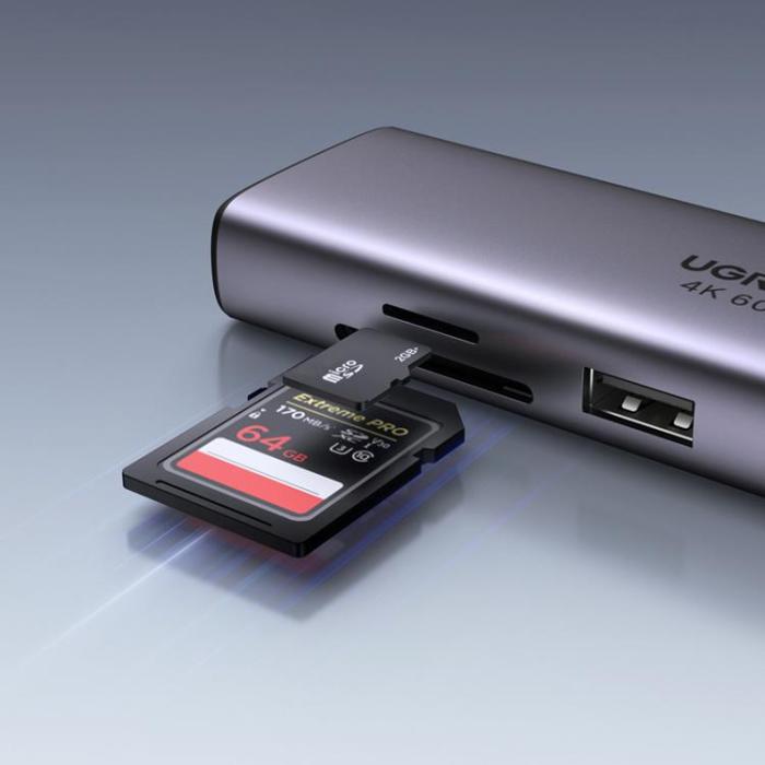 Ugreen - Ugreen 7in1 Multifunktionell USB-C HUB - Grå