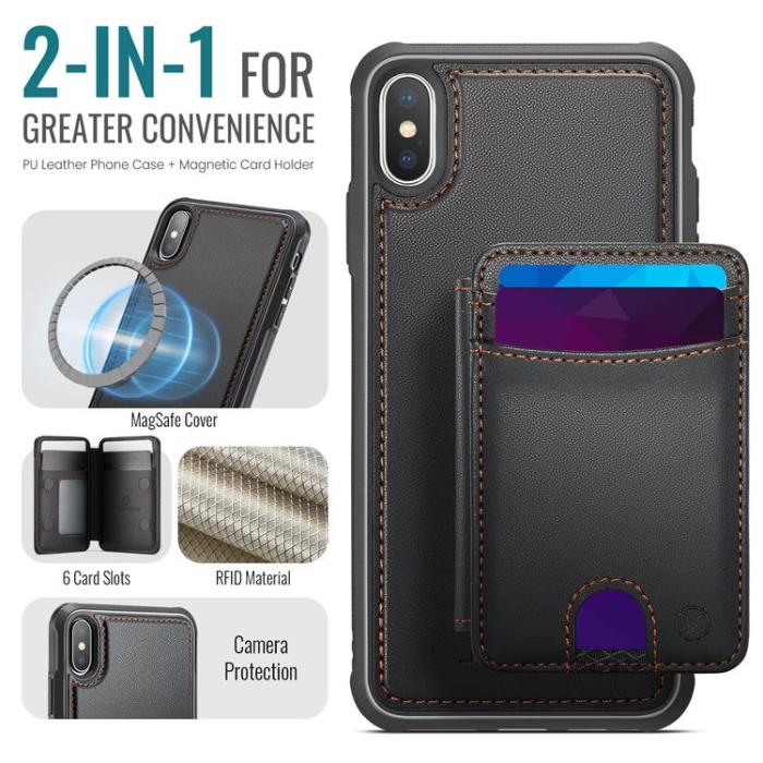 OEM - JEEHOOD Mobilskal till iPhone XS Max MagSafe Läder - Svart