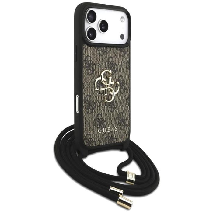 Guess - Guess iPhone 17 Pro Max Mobilskal 4G Big Logo Cord Crossbody - Brun