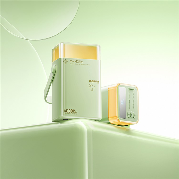 Remax - REMAX Powerbank 40000mAh 65W FP-3 Outdoor LED - Grön