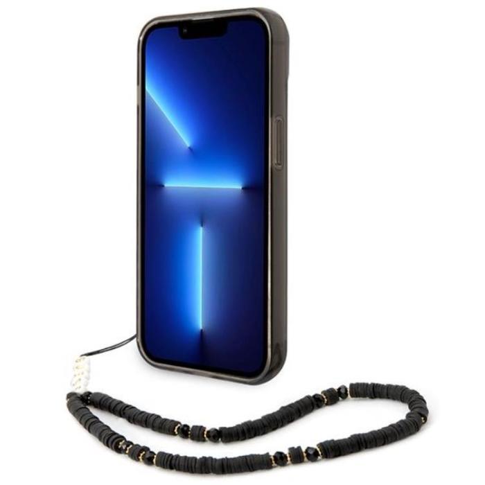 Guess - GUESS iPhone 14 Plus Skal Translucent Pearl Strap - Svart
