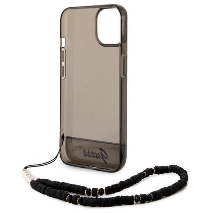 Guess - GUESS iPhone 14 Plus Skal Translucent Pearl Strap - Svart