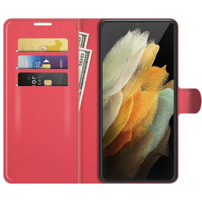 OEM - Litchi Magnetic Fodral Galaxy S22 Ultra 5G - Röd