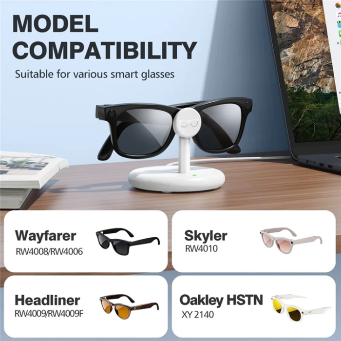 A-One Brand - Laddningsställ AR Smart Glasögon För Ray-Ban Meta - Vit