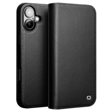QIALINO - Qialino iPhone 16 Plus Plånboksfodral Äkta läder - Svart