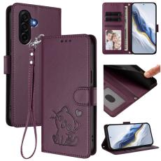OEM - Love Cat Samsung Galaxy A57 Pl&aring;nboksfodral Konstl&auml;der - Lila