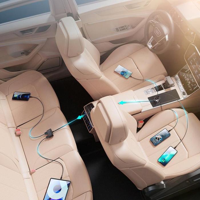 Joyroom - Joyroom Snabb Billaddare 5xUSB-A 45W Förlängning Kabel - Svart