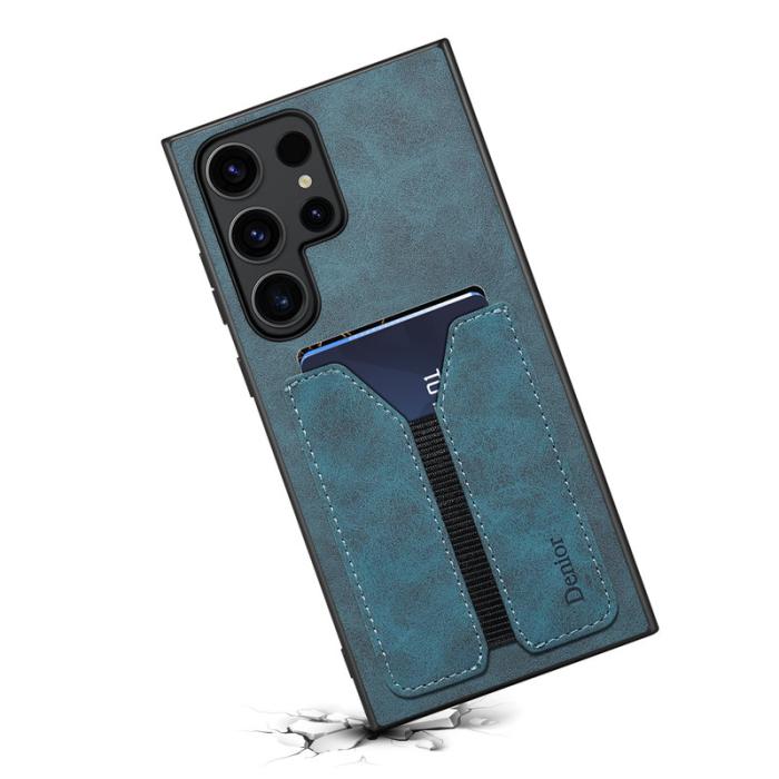 DENIOR - DENIOR Samsung Galaxy S24 Ultra Fodral KonstLäder med Kortfack - Blå