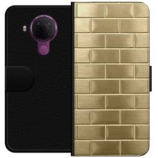iSecrets - Pl&aring;nboksfodral till Nokia 5.4 med Gyllene Murstenar