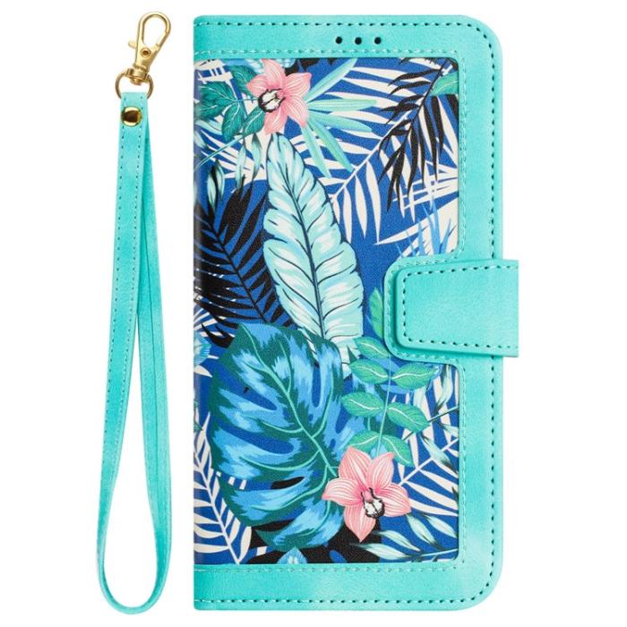 OEM - iPhone 15 Pro Max Plånboksfodral Flower Pattern - Grön