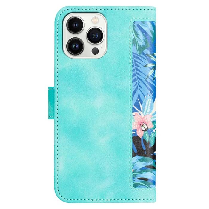 OEM - iPhone 15 Pro Max Plånboksfodral Flower Pattern - Grön