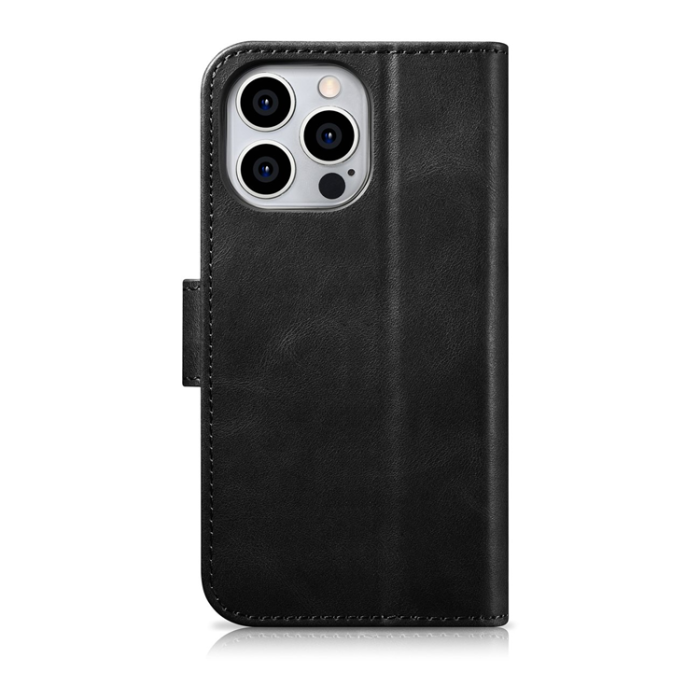 ICARER - iCarer iPhone 14 Pro Plånboksfodral 2in1 Äkta Läder Anti-RFID - Svart
