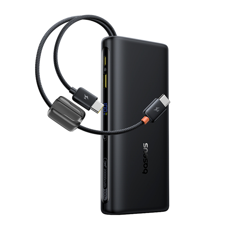 Baseus Powerbank 20000mAh Dual USB-C Kable 100W - Svart