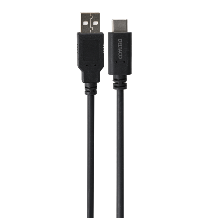 Deltaco USB-A till USB-C Kabel LSZH 2m - Svart | 3541 | AlltMobil